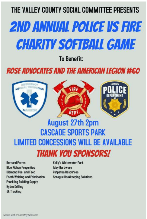 2nd Annual Police vs Fire Charity Softball Game